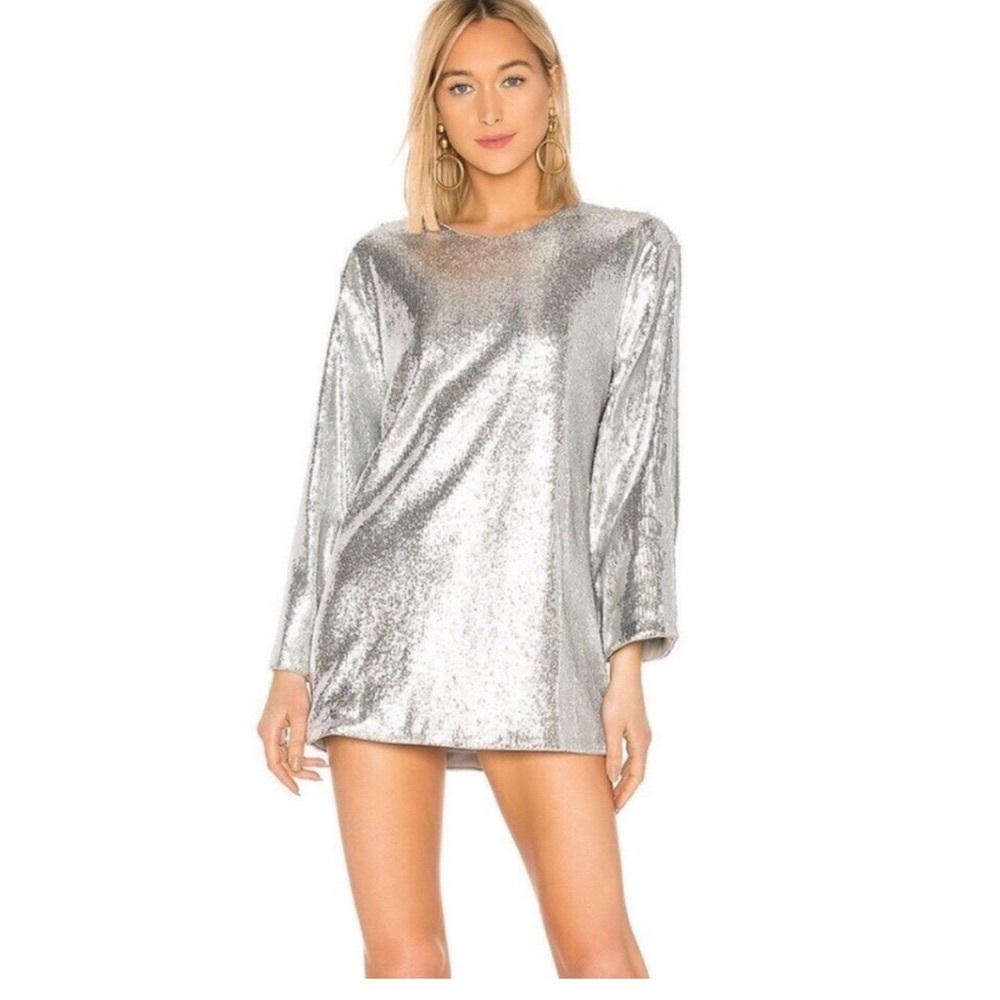 Lovers + Friends Silver Sequins Mini Dress